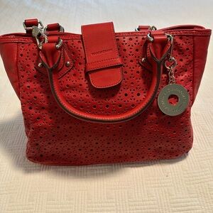 Elegant Red Perforated Tote Bag